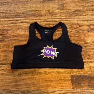 Bcg black sports bra comic themed